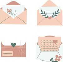 Cute Envelope Illustration With Flat Cartoon Design. Isolated Vector Set.