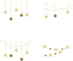 New Year Decoration In White Background. Vector Illustration Set.