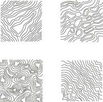 Topography Pattern Square In Irregular Line. Vector Illustration Set.