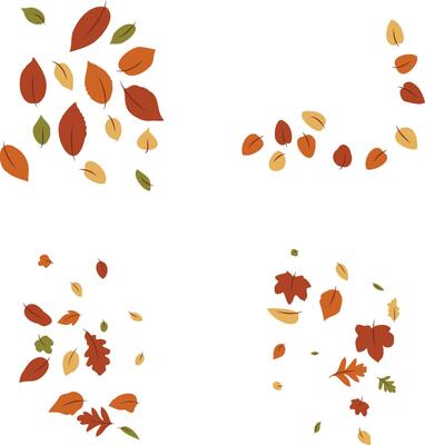 Fallen Autumn Leaves Icon On White Background. Vector Illustration Set.
