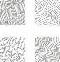 Topography Pattern Square In Irregular Line. Vector Illustration Set.