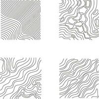 Topography Pattern Square In Irregular Line. Vector Illustration Set.