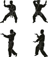 Karate Fighter Silhouette Collection. Isolated Vector Set.