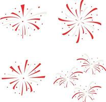 Indonesian Independence Day Fireworks Icon For Background Template. Flat Design. Vector Illustration Set.