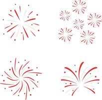 Indonesian Independence Day Fireworks Icon For Background Template. Flat Design. Vector Illustration Set.