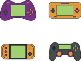 Retro Game Console With Classic Design Style. Vector Illustration Set.