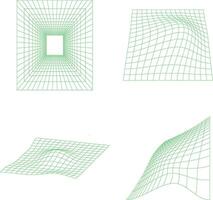 Wireframe Futuristic Shape With Curved Line Design. Isolated Vector Set.