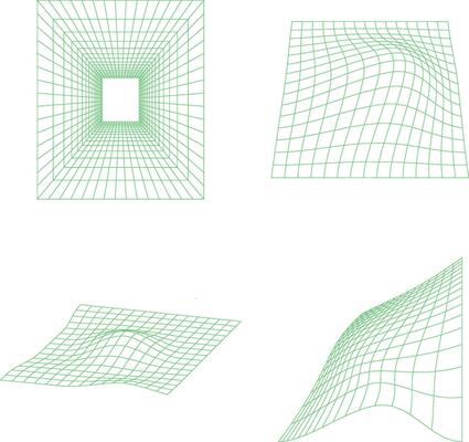 Wireframe Futuristic Shape With Curved Line Design. Isolated Vector Set.