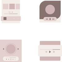 UI Music Player In Flat Design. Isolated On White Background. Vector Illustration Set.