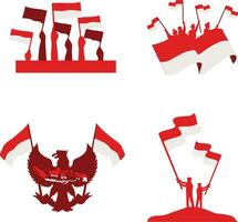 Indonesian Independence Day Elements For Celebration Poster Background. Vector Illustration