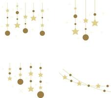 New Year Decoration In White Background. Vector Illustration Set.