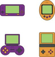 Retro Game Console With Classic Design Style. Vector Illustration Set.