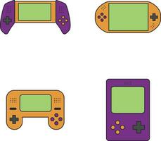 Retro Game Console With Classic Design Style. Vector Illustration Set.