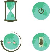 Earth Hour Illustration With Minimalist Design. Vector Illustration Set.