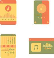 UI Music Player In Flat Design. For Background Music Application. Isolated Vector Set