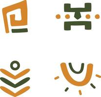 Abstract African Shape With Simple Design. Vector Illustration Set.