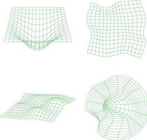 Wireframe Futuristic Shape With Curved Line Design. Isolated Vector Set.