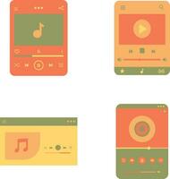 UI Music Player In Flat Design. For Background Music Application. Isolated Vector Set