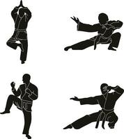 Karate Fighter Silhouette Collection. Isolated Vector Set.