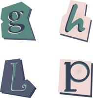 Ransom Note Cut Out Alphabet In Trendy Design Style. Vector Illustration Set.