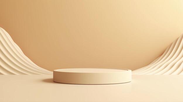 Podium with a parametric background. Stage showcase on pedestal display, 3d rendering. AI Generative photo