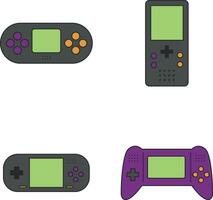 Retro Game Console With Classic Design Style. Vector Illustration Set.