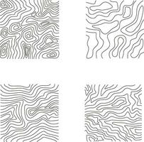 Topography Pattern Square In Irregular Line. Vector Illustration Set.