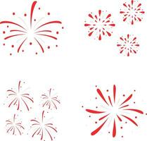 Indonesian Independence Day Fireworks Icon For Background Template. Flat Design. Vector Illustration Set.