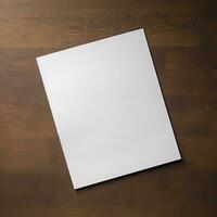 Blank White Paper Sheet on wooden table background. Generative AI photo