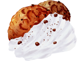 Aquarell von Schokochip Plätzchen Schlagsahne Belag Dessert png