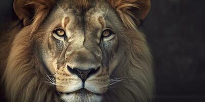 Close up of an African lion. Generative AI photo