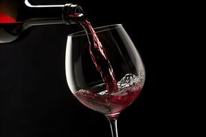 Pouring red wine into a wine glass. AI Generative photo