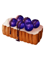 Watercolor of blueberries cream cake png