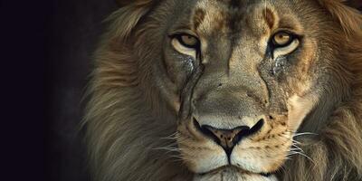 Close up of an African lion. Generative AI photo