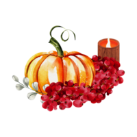 Autumn pumpkins watercolor png