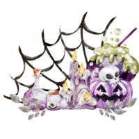 Halloween watercolor decoration png