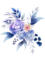 bleu fleurs bouquet aquarelle png