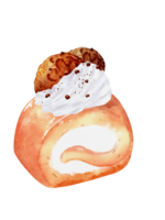 cioccolato svizzero torta rotolo acquerello png