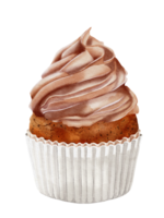 Watercolor of chocolate cupcake png