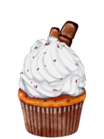 Watercolor of chocolate cupcake png