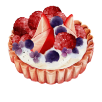 Strawberry tart watercolor png