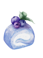 blu frutti di bosco svizzero torta rotolo acquerello png