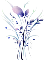 Watercolor of blue leaves png