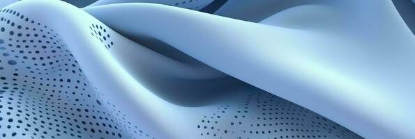 Breathable fabric dry light blue soft mesh holes floating light blue background. Generative AI photo