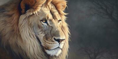 Close up of an African lion. Generative AI photo