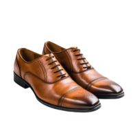 Pair of Men leather shoes isolated on a transparent background AI Generative png