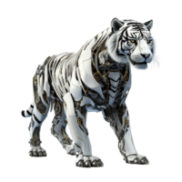 blanc tigre robot robotique animal isolé plus de transparent Contexte génératif ai png