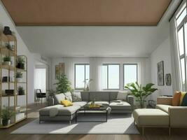 modern living room with furniture, Generative Ai photo