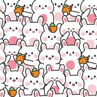 Repeat.Seamless pattern of cute rabbit in various poses background.Rodent animal vector