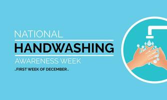 Vector illustration design concept of National Hand washing Awareness Week Banner, poster, card, background design.